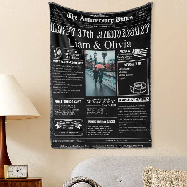 37th Anniversary Gifts 100 Years History News Custom Photo Tapestry Gift Back In 1984