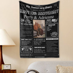 13th Anniversary Newspaper Tapestry Gifts Custom Photo Tapestry Gift Back In 2009 Gifts