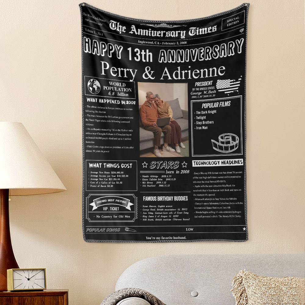 13th Anniversary Gifts 100 Years History News Custom Photo Tapestry Gift Back In 2008