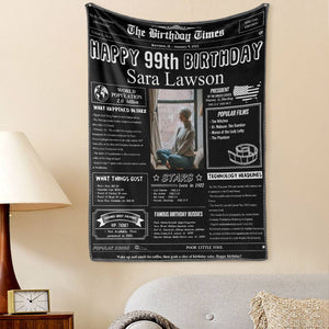 99th Birthday Newspaper Tapestry Gifts Custom Photo Tapestry Gift Back In 1922 Gifts