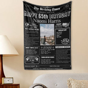 65th Birthday Gifts 100 Years History News Custom Photo Tapestry Gift Back In 1956